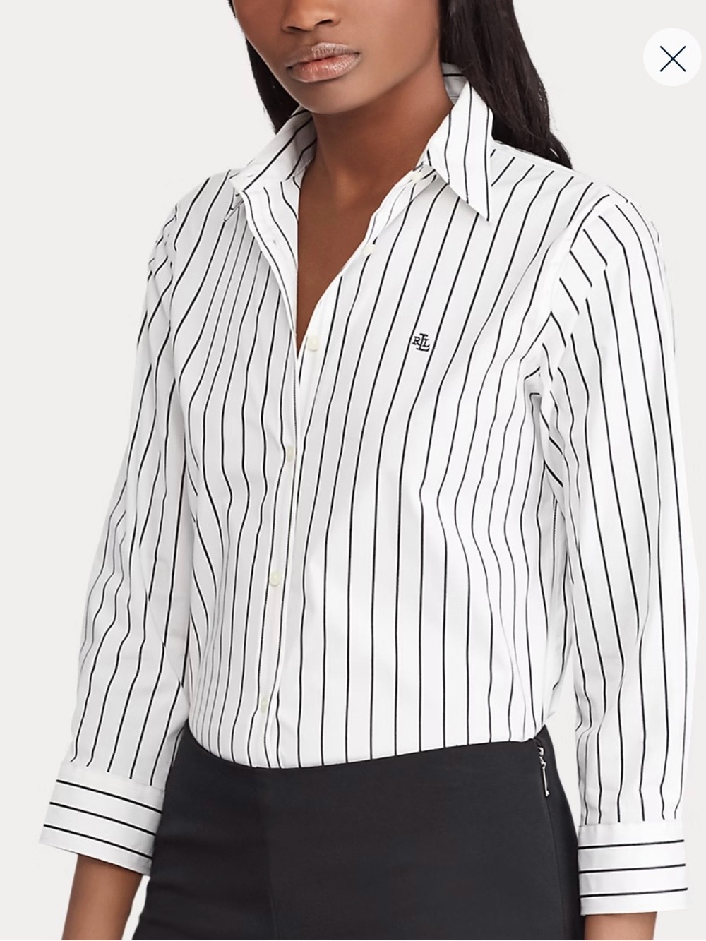 Lauren Ralph Lauren White and black Vertical Stripe Button-Down Shirt size large